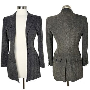 RENA LANGE Vintage Wool Leather Collar Blazer size 34